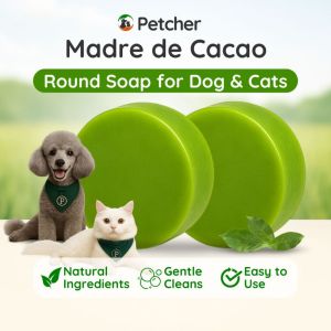 Petcher Madre De Cacao Anti Tick and Flea Round Soap for Dogs Cats Puppies Human Grooming Essentials for Pets Reduce Itchiness Kuto Garapata Pulgas Mange Fungal Remover for All Breeds