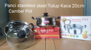 Panci masak stainless steel Tutup Kaca 20cm - 22cm / MORICO / stainless steel