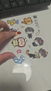 Anime Love and Deepspace Caleb Transfer Stickers Cute Chibi Pilot Leopard Design Waterproof Decals for DIY Phone Case Water Bottle Laptop Scrapbook Decor Gift