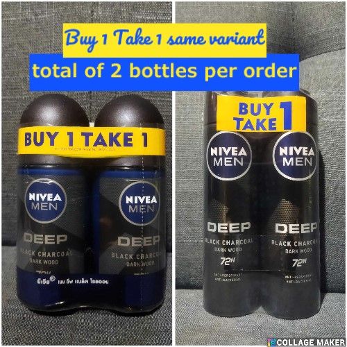 NIVEA MEN Deep Black Charcoal Dark Wood Antiperspirant Deodorant (Roll