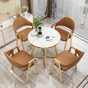 Tiancai Dining Set 4-Seaters Round Table Nordic light luxury furniture table and chair minimalist coffee milktea shop