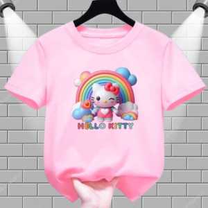 KAOS FASHION ANAK PEREMPUAN HELLO KITTY PELANGI UMUR 1-15 TAHUN