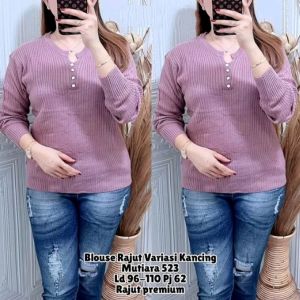 Atasan Blouse Rajut Variasi Kancing 523 Good Quality premium