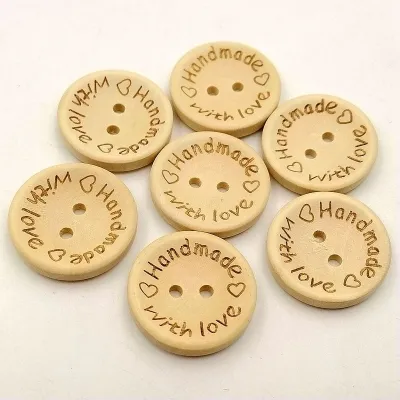 50 Cái Nút Gỗ Màu Tự Nhiên 15/20/25Mm Handmade Thư Tình Yêu Scrapbooking Cho Vật Liệu May Vá Phụ Kiện