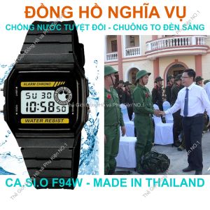 Đồng Hồ Nghĩa Vụ F94 Pin Lâu 7 năm Chống Nước Tuyệt Đối Chuông To Đèn Sáng Made In Thailand Q1