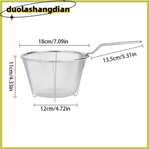 [Duola] Pháp chip chiên Lọc Giỏ thép không gỉ sâu Fry giỏ bếp Vòng Nồi chiên dây lưới với xử lý dây colander lưới