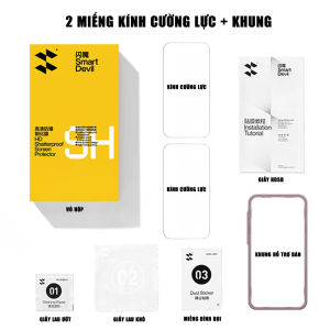 Kính cường lực dùng cho Iphone 18 Pro trong suốt full màn hình không viền đen hãng Smart Devil có khung hỗ trợ dán