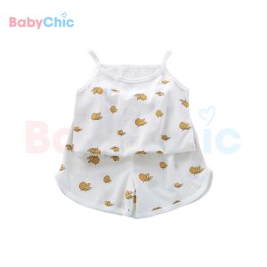 เสื้อผ้าเด็กผู้หญิง เสื้อแขนกุด สายเดี่ยว+กางเกงขาสั้น เสื้อผ้าเด็กทารก เหมาะกับเด็กอายุ 6 เดือน-6 ปี