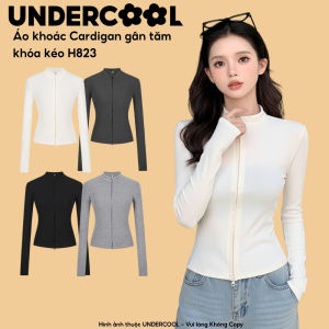 Áo khoác cardigan zip gân tăm ôm body croptop UNDERCOOL áo khoác nữ cổ đứng khóa kéo 2 chiều ulzzang H823
