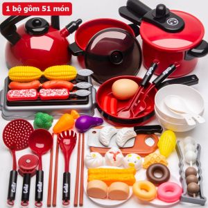 Đồ chơi nhà bếp nấu ăn cho bé nguyên liệu nhựa an toàn đủ bộ 51pcs 61pcs 73pcs-đồ chơi bếp điện có pin cho trẻ em
