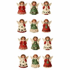 FFBH 12pcs DIY Crafts Wooden Christmas Tree Decor Colorful Design Ornaments Girl-Shaped Pendant 2D Flat Xmas Decor Home Decor M1Y4T