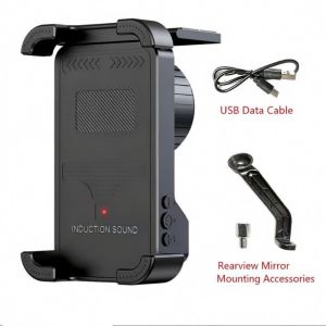 3-in-1 Motorbike Phone Holder Waterproof Bluetooth Induction Speaker 360 Degree Rotation Motorcycle Handphone Stand GPS Navigation Mount