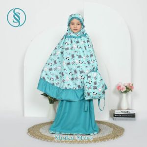 Mukena Anak Katun Motif Panda Tosca 2in1 ( Tas Sejadah ) mukena anak perempuan karakter