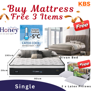 (FREE Shipping + Installation)(COMBO) HONEY 100%Authentic 11 Latex Cool / Smart Cool Fabric / Natural Latex / Base Support Layer / High Density Foam / 12 Years Warranty