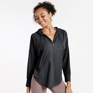 SUPERFLOWER wanita sukan Running Training Jackets Zipper Gym Yoga Hoodies longgar Athletic Fitness Workout Jogging Sportswear Tops