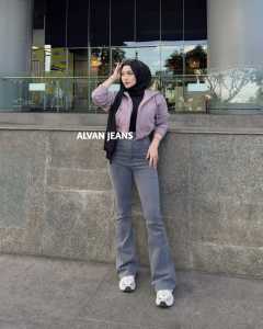 Higwaist celana cutbray jeans wanita bahan melar terbaru 2024
