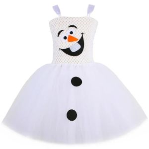 Snowman Costume for Toddler Girls Christmas Halloween Holiday Fancy Clothes White Snow Man Cosplay Kids Cartoon Tutu Dress2026