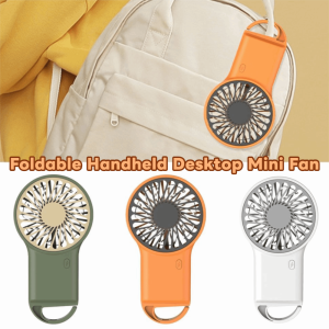 HESSIN Cartoon Design Foldable Handheld  Fan with Hook Quiet Operation USB Rechargeable Mini Fan Powerful Lightweight Portable Cooling Fan for Mountaineering