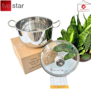 Nồi Inox Fivestar 3 Đáy Inox 430 Nắp Kính Sử Dụng Được Trên Bếp Điện Từ