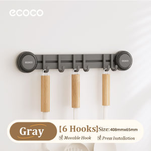 Ecoco Wall Row Hooks Bath Aluminum Alloy Hook Adjustable Suction Cup No Drill Firmly Adhesion E25079