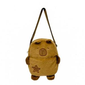 Lovely Cartoon Animal Chest Bag Plush Capybara Shoulder Bag Phone Bag Soft Crossbody Bag Simple Messenger Bag for Daily