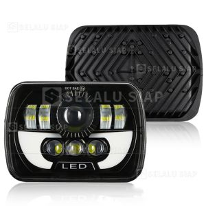 7 Inch Lampu Daymaker Lampu Depan LED Persegi Kotak 90W Jeep Katana Feroza Taft L300  Ori Import Dus Hitam Polos