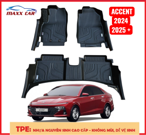 ACCENT 20242025: Thảm lót sàn MAXXCAR nhựa TPE NGUYÊN SINH đúc 5D xe HYUNDAI ACCENT bản MT & AT.