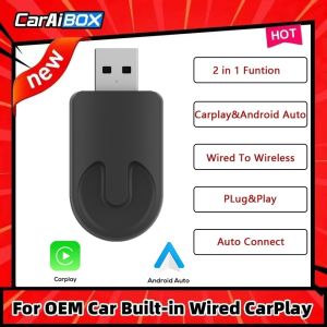 Acodo Car AI BOX 2in1 Wireless Carplay Android Auto Adapter Smart Car AI Box 5Ghz WiFi BT 5.0 Car OEM Wired CarPlay To Wireless CarPlay Plug And Play New 2 in 1 Mini Box