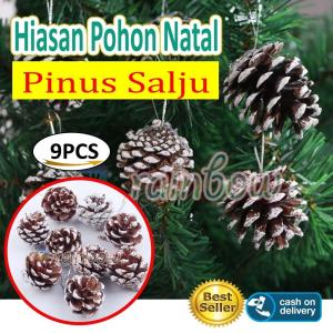 9 PCS Hiasan Pohon Natal Pinus Mini Gantungan Pinus Salju Hiasan Gantung Pohon Natal Ornamen Xmas Tree Christmas Pine Tree Decorations Dekorasi Pohon Natal Gantungan Pohon Natal - Pinus Salju kecil