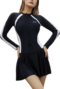 Sports Fashion Womens Long Sleeve Belly Covering New Swimwear Conservative Slim Looking One-Piece South Korea Womens Swimsuit