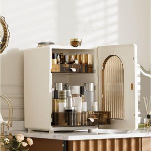 VOYUE ชั้นเก็บของแบบเป็นชั้น กล่องเก็บเครื่องสำอาง พลาสติกทำจากพลาสติก โปร่งใสโปร่งใส ที่จัดเก็บเครื่องสำอาง กันน้ำกันน้ำได้ ที่จัดเก็บเครื่องประดับแต่งหน้า