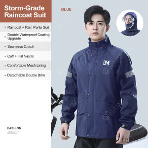 RAINPRO Storm-Grade Full-Body Motorcycle Raincoat Suit: Two-Piece Reflective Rain Gear