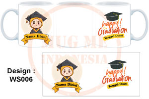 CETAK Custom MUG DALAM keramik motif Wisuda / murah gelas souvenir kado hadiah Print Gradiation Kelulusan