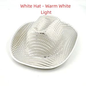 J2UQR3 Luminous Design LED Cowboy Hat Pearlescent Finish Colorful Flashing Glowing Hat Photo Prop Fit Cowgirl Hat Carnival Party