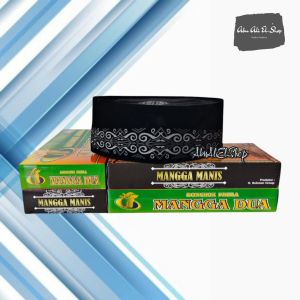 Kopiah Hitam Motif Batik Lukis Gliter Ukuran Jumbo Tinggi 10 | Peci Hitam Santri Keren Busana Muslim