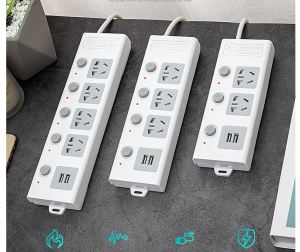 Ổ Cắm Điện Thông Minh Chuyển Đổi Đa Chức Năng dây 2m8 - Có 2 Đầu Cắm USB Chuẩn Sạc An Toàn Chống Giật Tặng Phích