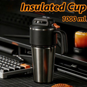 1000ml Large Capacity Insulated Cup Stainless Steel Outdoor Sports Water Cup New Style Straw Mug
