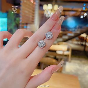 Bông tai nữ đính đá khuyên tai hình vuông sang trọng phụ kiện trang sức Cloe Accessories 3938