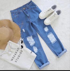 NOURA - DIVARY BOYFRIEND JEANS / CELANA JEANS SOBEK / CELANA JEANS WANITA 27-38