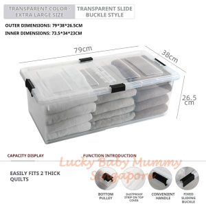 Transparent Underbed Storage Box with Wheels/Large Capacity Storage Box Dual-Open Lid/luckyhome