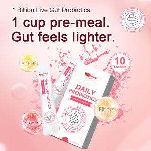 VitaRealm Daily Probiotics Supplement | 10B CFU + Fiber & Minerals | Gut Cleanse Digestion & Immunity | 10 Sticks