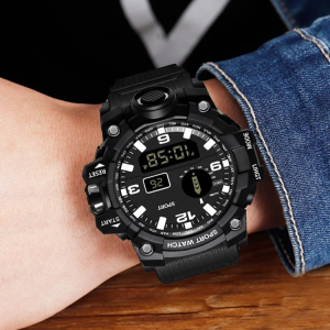 นาฬิกากลางแจ้งที่มีสไตล์และเก๋ไก๋ นาฬิกากีฬาสุดเท่ นาฬิกาอิเล็กทรอนิกส์อเนกประสงค์สำหรับผู้ชาย