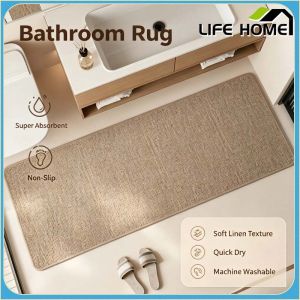 Linen Bathroom Floor Mat Wear Resistant and Dirt Resistant Long Strip Household Bathroom Sink Mat Absorbent Pad