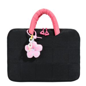 YOUTH HOME Puffy Laptop Sleeve Portable with Pendant Tablet Cover Stylish 14 Inch Computer Handbag For Women