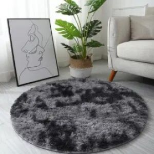 Nicole [In Stock] 60/120/200CM Rainbow Round Fluffy Carpet Super Soft Tie Dye Plush Carpet m Anti-slip Bedroom Living Room Floor Mat Carpet Home Decor Rugs