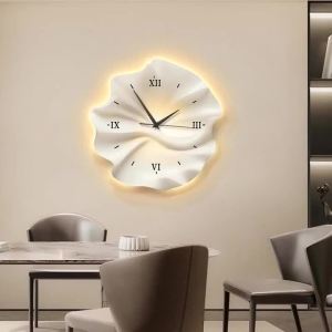 Sacesr Three Dimensional Wall Clock Living Room Waterproof Durable Silent Wall Clocks Modern Abstract Watch Hanging Easy Installation 6K4N7