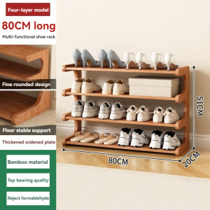 NUVOX 5 Tier Shoe Rack Bamboo Entryway Shoe Shelf Organizer Freestanding Storage Cubby Large Capacity Multifunction Display Cabinet for Hallway Bedroom Corner Doorway