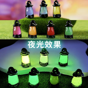 Retro old-fashioned luminous horse lamp wrought iron flower insert succulent potted plant micro-landscape ornament gardening DIY resin decoration h2609
