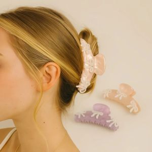 XINSU38 Rhinestone Bow Hair Claw Ballet Barrette Bowknot Hair Clip Personalized Headwear Acetic Acid Shark Clip Girls