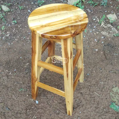 เก้าอี้บาเก้าอี้ทรงสูงขนาดที่นั่ง กว้าง33cm สูง70cm ขาเก้าอี้กว้าง40cm ทำจากไม้สักทอง